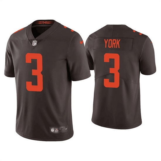 Men Cleveland Browns 3 Cade York Brown Vapor Untouchable Limited Stitched Jersey Men Cleveland Browns 3 Cade York Brown Vapor Untouchable Limited Stitched Jersey