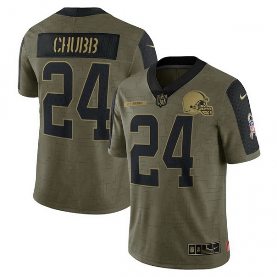Men's Cleveland Browns Nick Chubb Nike Olive 2021 Salute To Service Limited Player Jersey Men's Cleveland Browns Nick Chubb Nike Olive 2021 Salute To Service Limited Player Jersey