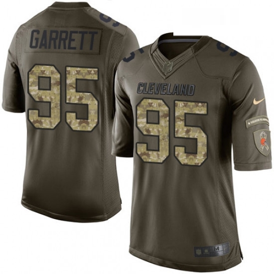Mens Nike Cleveland Browns 95 Myles Garrett Elite Green Salute to Service NFL Jersey Mens Nike Cleveland Browns 95 Myles Garrett Elite Green Salute to Service NFL Jersey