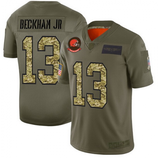 Nike Browns 13 Odell Beckham Jr Olive Camo Men Stitched Football Limited 2019 Salute To Service Jersey Nike Browns 13 Odell Beckham Jr Olive Camo Men Stitched Football Limited 2019 Salute To Service Jersey