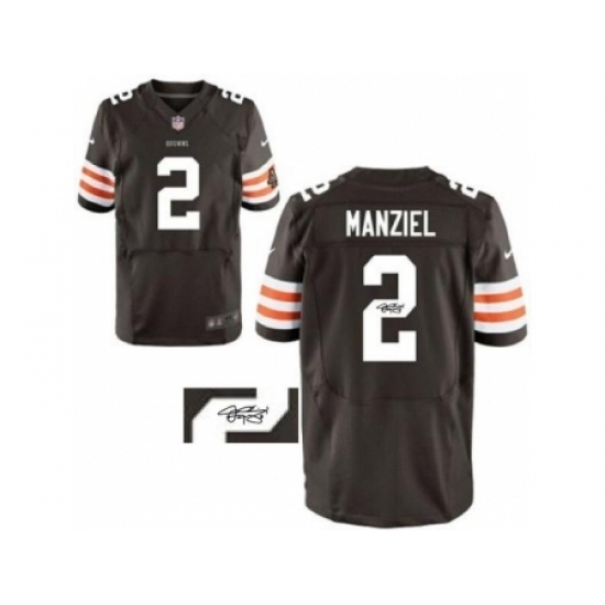 Nike Cleveland Browns 2 Johnny Manziel Brown Elite Signed NFL Jersey Nike Cleveland Browns 2 Johnny Manziel Brown Elite Signed NFL Jersey