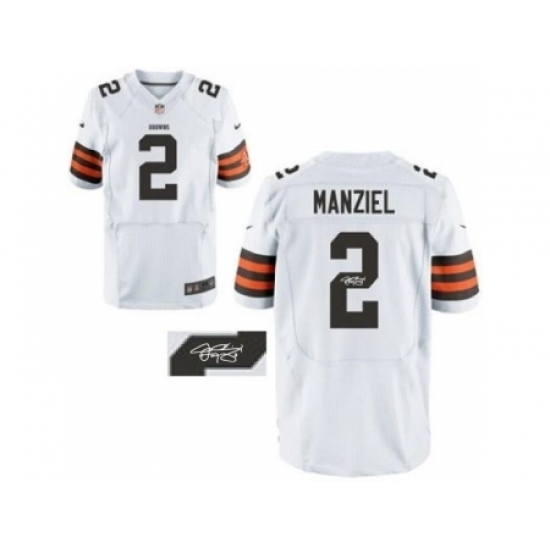 Nike Cleveland Browns 2 Johnny Manziel White Elite Signed NFL Jersey Nike Cleveland Browns 2 Johnny Manziel White Elite Signed NFL Jersey