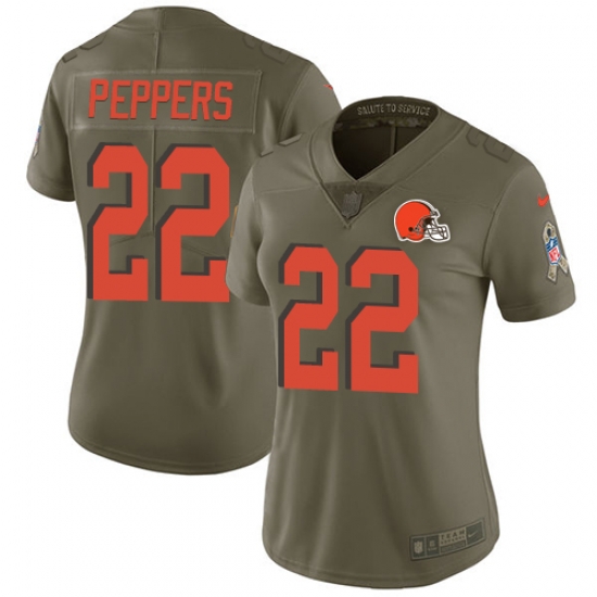 Nike Browns #22 Jabrill Peppers Olive Womens Stitched NFL Limited 2017 Salute to Service Jersey Nike Browns #22 Jabrill Peppers Olive Womens Stitched NFL Limited 2017 Salute to Service Jersey