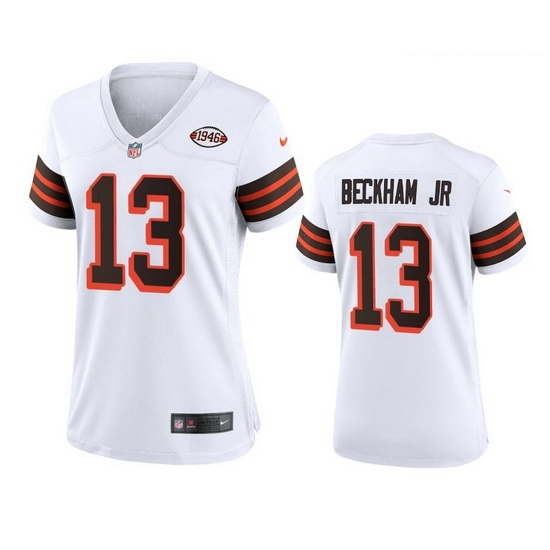 Women Cleveland Browns 13 Odell Beckham Jr Nike 1946 Collection Alternate Game Limited NFL Jersey White Women Cleveland Browns 13 Odell Beckham Jr Nike 1946 Collection Alternate Game Limited NFL Jersey White