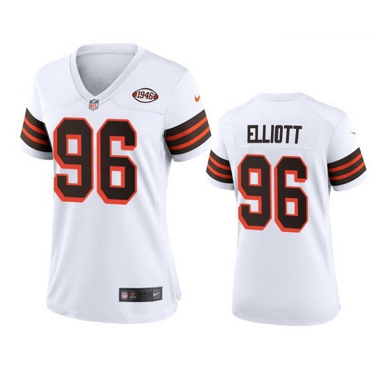 Women Cleveland Browns 96 Jordan Elliott Nike 1946 Collection Alternate Game Limited NFL Jersey White Women Cleveland Browns 96 Jordan Elliott Nike 1946 Collection Alternate Game Limited NFL Jersey White