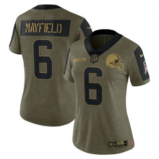 Women's Cleveland Browns Baker Mayfield Nike Olive 2021 Salute To Service Limited Player Jersey Women's Cleveland Browns Baker Mayfield Nike Olive 2021 Salute To Service Limited Player Jersey