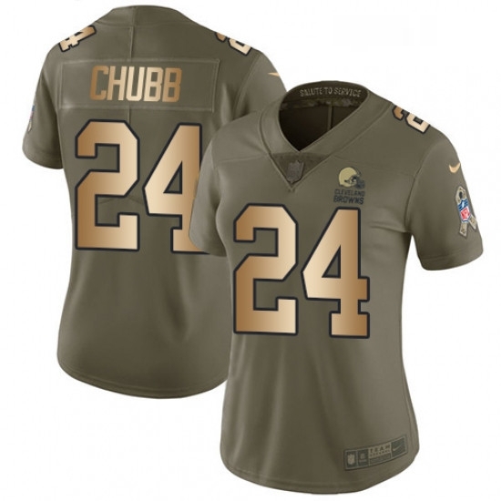 Womens Nike Cleveland Browns 24 Nick Chubb Limited Olive Gold 2017 Salute to Service NFL Jersey Womens Nike Cleveland Browns 24 Nick Chubb Limited Olive Gold 2017 Salute to Service NFL Jersey