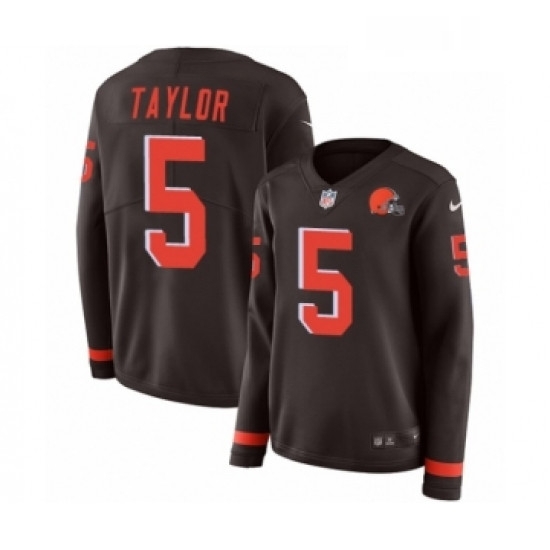 Womens Nike Cleveland Browns 5 Tyrod Taylor Limited Brown Therma Long Sleeve NFL Jersey Womens Nike Cleveland Browns 5 Tyrod Taylor Limited Brown Therma Long Sleeve NFL Jersey