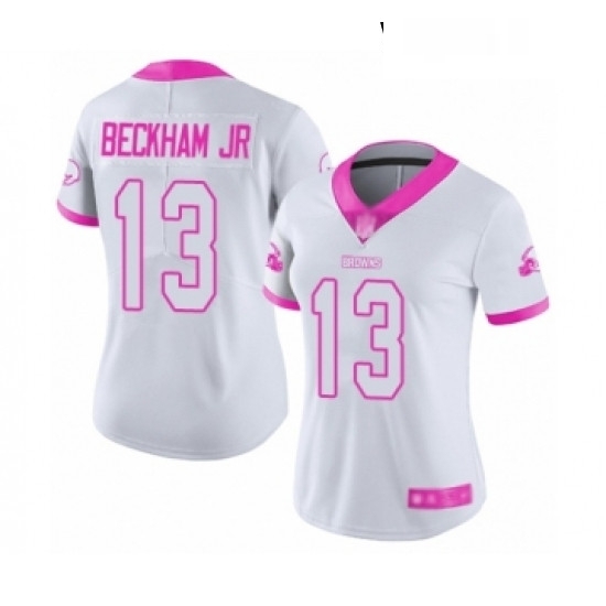 Womens Odell Beckham Jr Limited White Pink Nike Jersey NFL Cleveland Browns 13 Rush Fashion Womens Odell Beckham Jr Limited White Pink Nike Jersey NFL Cleveland Browns 13 Rush Fashion