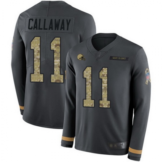 Browns 11 Antonio Callaway Anthracite Salute to Service Youth Stitched Football Limited Therma Long Browns 11 Antonio Callaway Anthracite Salute to Service Youth Stitched Football Limited Therma Long