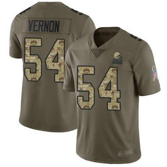 Browns 54 Olivier Vernon Olive Camo Youth Stitched Football Limited 2017 Salute to Service Jersey Browns 54 Olivier Vernon Olive Camo Youth Stitched Football Limited 2017 Salute to Service Jersey