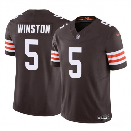 Youth Cleveland Browns 5 Jameis Winston Brown 2023 F U S E Vapor Limited Stitched Football Jersey Youth Cleveland Browns 5 Jameis Winston Brown 2023 F U S E Vapor Limited Stitched Football Jersey