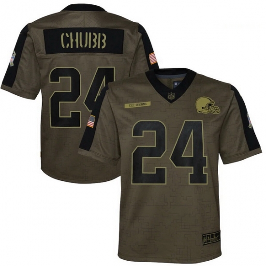 Youth Cleveland Browns Nick Chubb Nike Olive 2021 Salute To Service Game Jersey Youth Cleveland Browns Nick Chubb Nike Olive 2021 Salute To Service Game Jersey