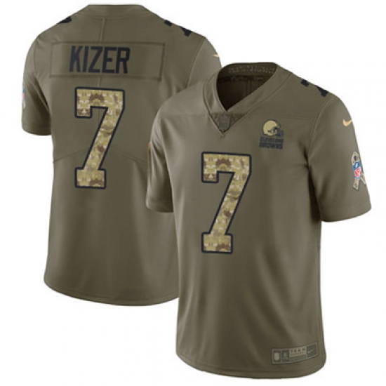 Youth Nike Browns #7 DeShone Kizer Olive Camo Stitched NFL Limited 2017 Salute to Service Jersey Youth Nike Browns #7 DeShone Kizer Olive Camo Stitched NFL Limited 2017 Salute to Service Jersey