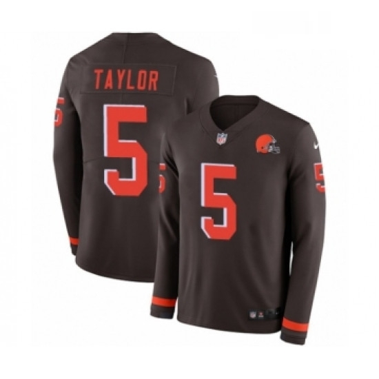 Youth Nike Cleveland Browns 5 Tyrod Taylor Limited Brown Therma Long Sleeve NFL Jersey Youth Nike Cleveland Browns 5 Tyrod Taylor Limited Brown Therma Long Sleeve NFL Jersey