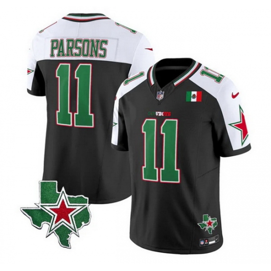 Men Dallas Cowboys 11 Micah Parsons 2024 Mexico Black White F U S E Stitched Football Jersey Men Dallas Cowboys 11 Micah Parsons 2024 Mexico Black White F U S E Stitched Football Jersey