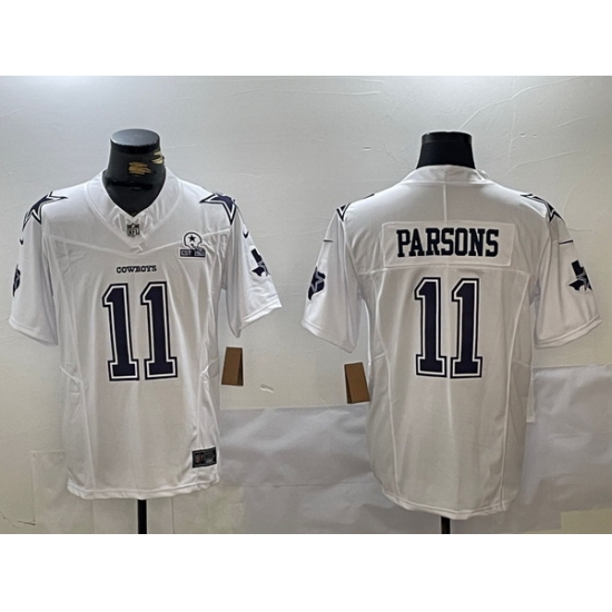 Men Dallas Cowboys 11 Micah Parsons 2024 White F U S E With Established In 1960 Patch Stitched Football Jersey Men Dallas Cowboys 11 Micah Parsons 2024 White F U S E With Established In 1960 Patch Stitched Football Jersey