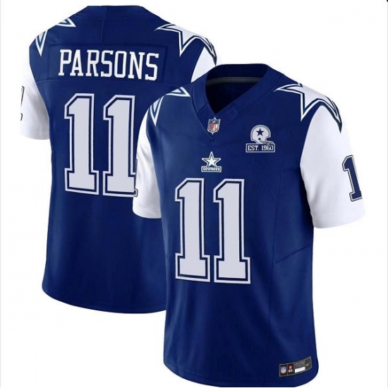 Men Dallas Cowboys 11 Micah Parsons Navy 2023 F U S E With 1960 Patch Vapor Limited Stitched Football Jersey Men Dallas Cowboys 11 Micah Parsons Navy 2023 F U S E With 1960 Patch Vapor Limited Stitched Football Jersey
