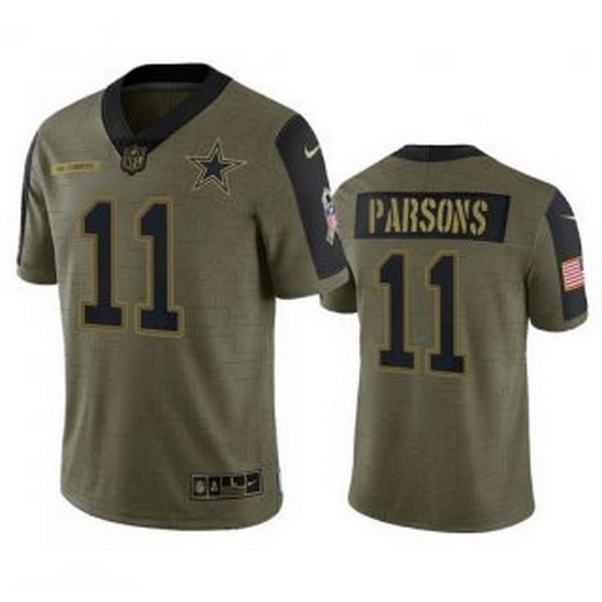 Men Dallas Cowboys 11 Micah Parsons Olive 2021 Salute To Service Limited Stitched Jersey Men Dallas Cowboys 11 Micah Parsons Olive 2021 Salute To Service Limited Stitched Jersey