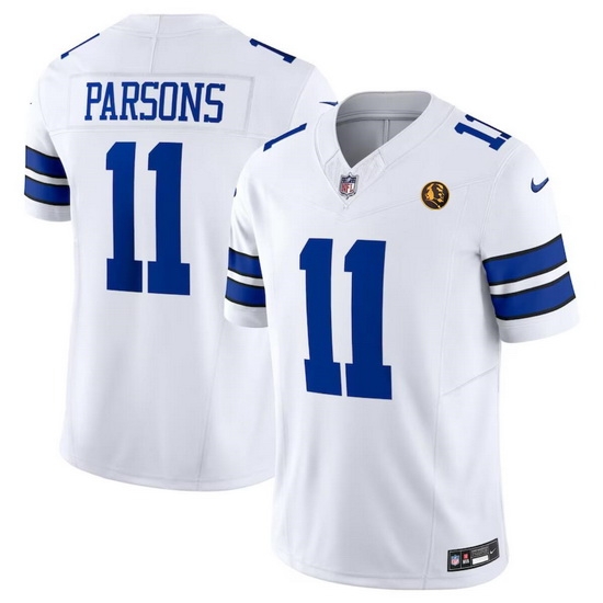 Men Dallas Cowboys 11 Micah Parsons White2023 F U S E With John Madden Patch Vapor Limited Stitched Football Jersey Men Dallas Cowboys 11 Micah Parsons White2023 F U S E With John Madden Patch Vapor Limited Stitched Football Jersey
