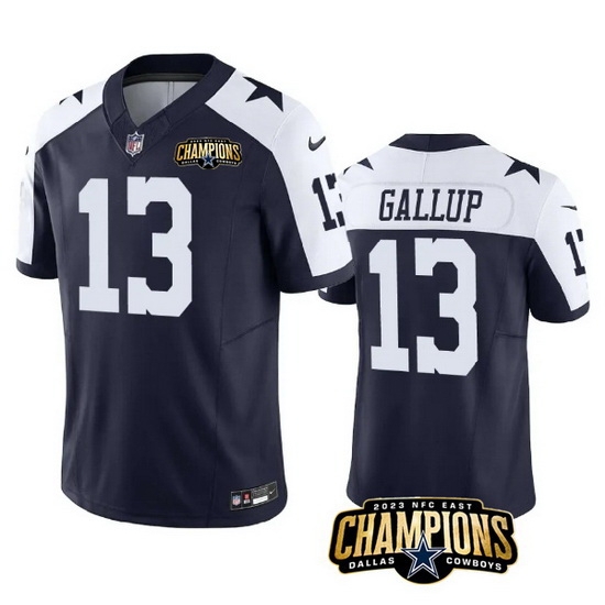 Men Dallas Cowboys 13 Michael Gallup Navy White 2023 F U S E NFC East Champions Patch Stitched Football Jersey Men Dallas Cowboys 13 Michael Gallup Navy White 2023 F U S E NFC East Champions Patch Stitched Football Jersey
