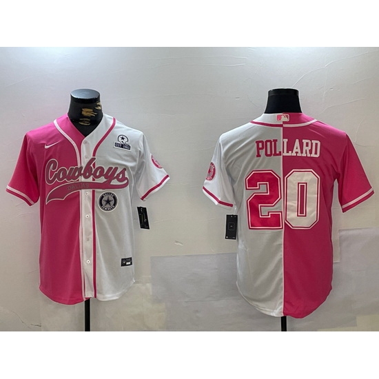 Men Dallas Cowboys 20 Tony Pollard Red White With Patch Cool Base Stitched Baseball Jersey Men Dallas Cowboys 20 Tony Pollard Red White With Patch Cool Base Stitched Baseball Jersey