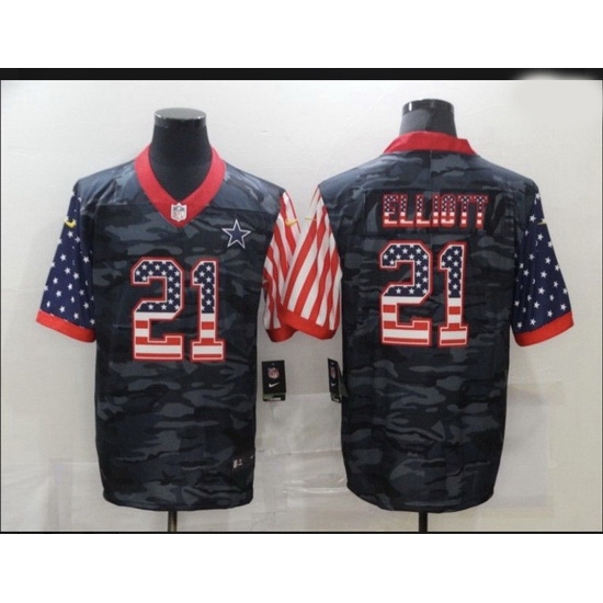 Men Dallas Cowboys 21 Ezekiel Elliott Camo Salute To Serve USA Flag Limited Jersey Men Dallas Cowboys 21 Ezekiel Elliott Camo Salute To Serve USA Flag Limited Jersey