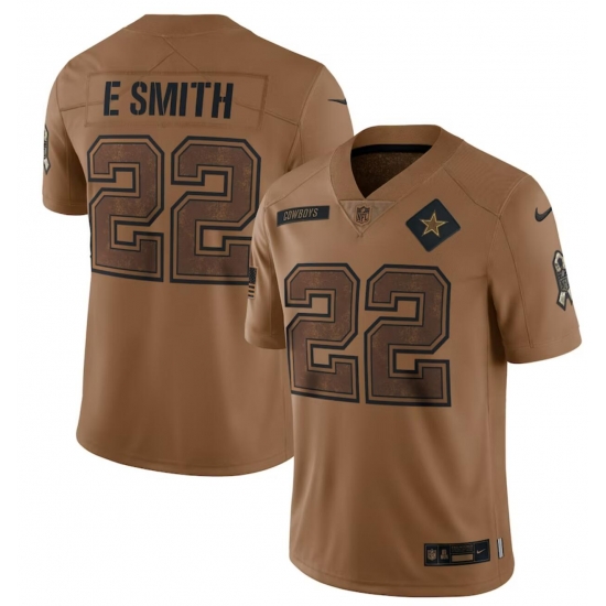 Men Dallas Cowboys 22 Emmitt Smith 2023 Brown Salute To Service Limited Stitched Jersey Men Dallas Cowboys 22 Emmitt Smith 2023 Brown Salute To Service Limited Stitched Jersey