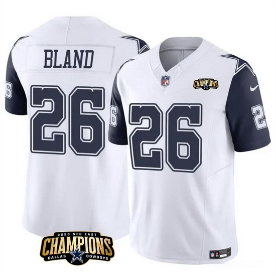 Men Dallas Cowboys 26 DaRon Bland White Navy 2023 F U S E NFC East Champions Patch Stitched Football Jersey Men Dallas Cowboys 26 DaRon Bland White Navy 2023 F U S E NFC East Champions Patch Stitched Football Jersey