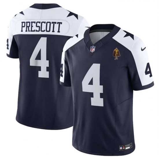 Men Dallas Cowboys 4 Dak Prescott Navy 2023 F U S E With Walter Payton Patch Thanksgiving Limited Stitched Football Jersey Men Dallas Cowboys 4 Dak Prescott Navy 2023 F U S E With Walter Payton Patch Thanksgiving Limited Stitched Football Jersey