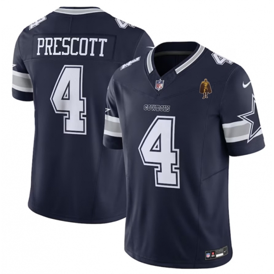 Men Dallas Cowboys 4 Dak Prescott Navy 2023 F U S E With Walter Payton Patch Vapor Limited Stitched Football Jersey Men Dallas Cowboys 4 Dak Prescott Navy 2023 F U S E With Walter Payton Patch Vapor Limited Stitched Football Jersey