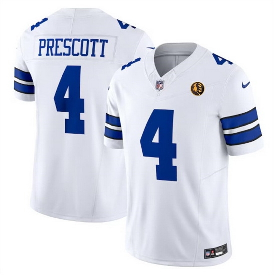 Men Dallas Cowboys 4 Dak Prescott White 2023 F U S E With John Madden Patch Vapor Limited Stitched Football Jersey Men Dallas Cowboys 4 Dak Prescott White 2023 F U S E With John Madden Patch Vapor Limited Stitched Football Jersey