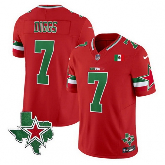 Men Dallas Cowboys 7 Trevon Diggs 2024 Mexico Red F U S E Stitched Football Jersey Men Dallas Cowboys 7 Trevon Diggs 2024 Mexico Red F U S E Stitched Football Jersey