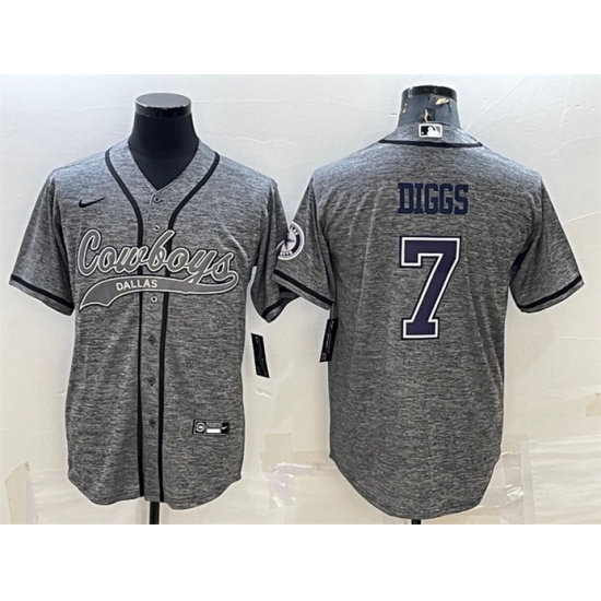 Men Dallas Cowboys 7 Trevon Diggs Grey With Patch Cool Base Stitched Baseball JerseyS Men Dallas Cowboys 7 Trevon Diggs Grey With Patch Cool Base Stitched Baseball JerseyS