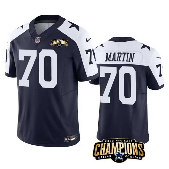 Men Dallas Cowboys 70 Zack Martin Navy White 2023 F U S E NFC East Champions Patch Stitched Football Jersey Men Dallas Cowboys 70 Zack Martin Navy White 2023 F U S E NFC East Champions Patch Stitched Football Jersey