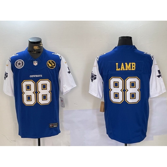 Men Dallas Cowboys 88 CeeDee Lamb 2024 F U S E Navy Gold With Texas 26 John Madden Patch Stitched Football Jersey 2 Men Dallas Cowboys 88 CeeDee Lamb 2024 F U S E Navy Gold With Texas 26 John Madden Patch Stitched Football Jersey 2