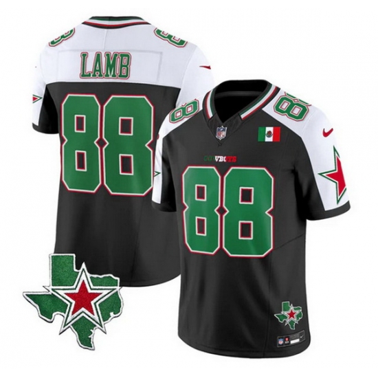 Men Dallas Cowboys 88 CeeDee Lamb 2024 Mexico Black White F U S E Stitched Football Jersey Men Dallas Cowboys 88 CeeDee Lamb 2024 Mexico Black White F U S E Stitched Football Jersey