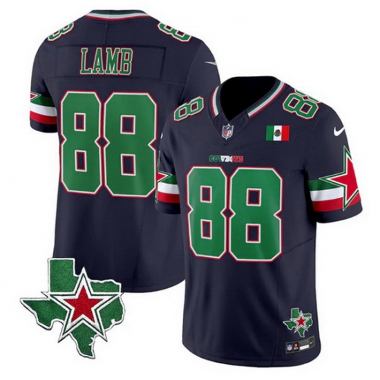 Men Dallas Cowboys 88 CeeDee Lamb 2024 Mexico Navy F U S E Stitched Football Jersey Men Dallas Cowboys 88 CeeDee Lamb 2024 Mexico Navy F U S E Stitched Football Jersey