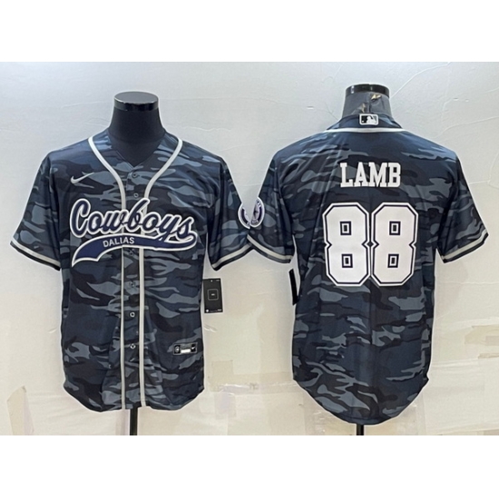 Men Dallas Cowboys 88 CeeDee Lamb Grey Camo With Patch Cool Base Stitched Baseball Jersey Men Dallas Cowboys 88 CeeDee Lamb Grey Camo With Patch Cool Base Stitched Baseball Jersey