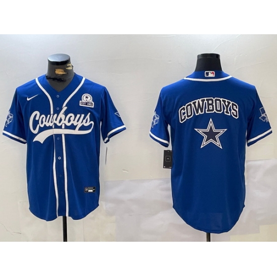 Men Dallas Cowboys Big Logo Royal With Patch Cool Base Stitched Baseball Jersey Men Dallas Cowboys Big Logo Royal With Patch Cool Base Stitched Baseball Jersey