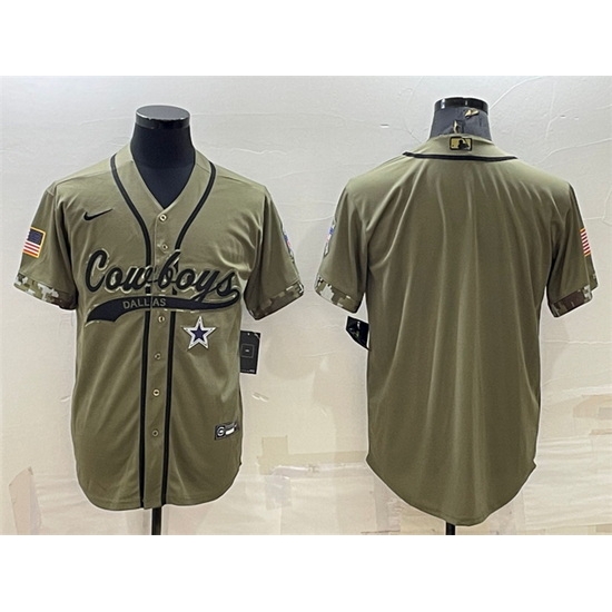 Men Dallas Cowboys Blank Olive Salute To Service Cool Base Stitched Baseball Jersey Men Dallas Cowboys Blank Olive Salute To Service Cool Base Stitched Baseball Jersey