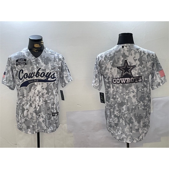 Men Dallas Cowboys Team Big Logo 2024 Arctic Camo Salute To Service Stitched Baseball Jersey 2 Men Dallas Cowboys Team Big Logo 2024 Arctic Camo Salute To Service Stitched Baseball Jersey 2