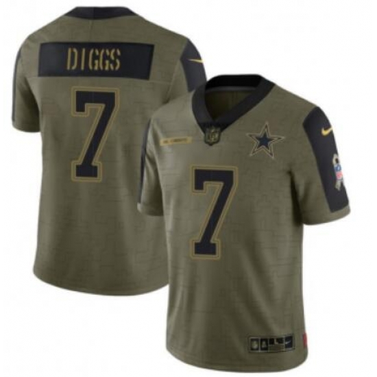 Men Olive Dallas Cowboys #7 Trevon Diggs 2021 Salute To Service Limited Stitched Jersey