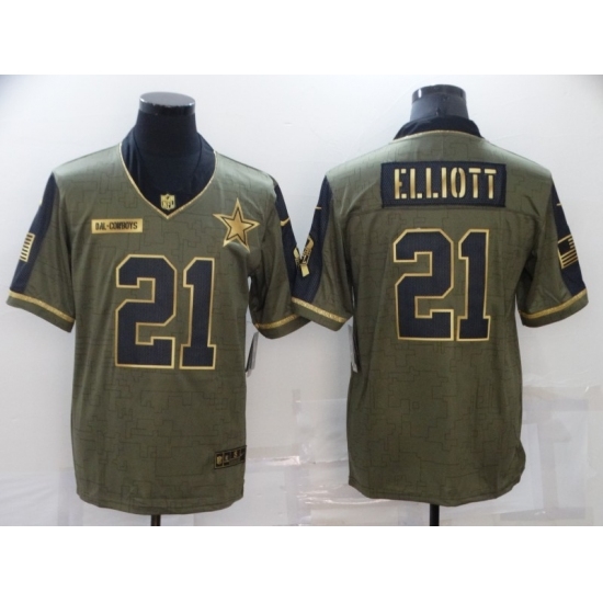 Men's Dallas Cowboys #21 Ezekiel Elliott Nike Gold 2021 Salute To Service Limited Player Jersey Men's Dallas Cowboys #21 Ezekiel Elliott Nike Gold 2021 Salute To Service Limited Player Jersey