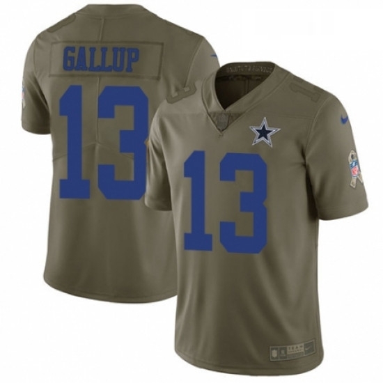 Mens Nike Dallas Cowboys 13 Michael Gallup Limited Olive 2017 Salute to Service NFL Jersey Mens Nike Dallas Cowboys 13 Michael Gallup Limited Olive 2017 Salute to Service NFL Jersey