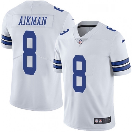 Mens Nike Dallas Cowboys 8 Troy Aikman White Vapor Untouchable Limited Player NFL Jersey Mens Nike Dallas Cowboys 8 Troy Aikman White Vapor Untouchable Limited Player NFL Jersey
