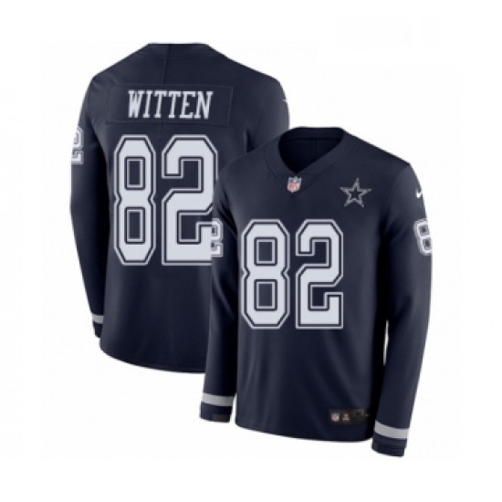 Mens Nike Dallas Cowboys 82 Jason Witten Limited Navy Blue Therma Long Sleeve NFL Jersey Mens Nike Dallas Cowboys 82 Jason Witten Limited Navy Blue Therma Long Sleeve NFL Jersey