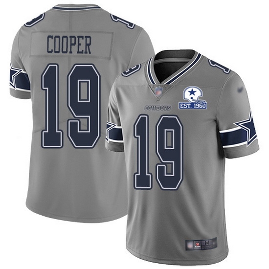 Nike Cowboys 19 Amari Cooper Gray Men Stitched With Established In 1960 Patch NFL Limited Inverted Legend Jersey Nike Cowboys 19 Amari Cooper Gray Men Stitched With Established In 1960 Patch NFL Limited Inverted Legend Jersey