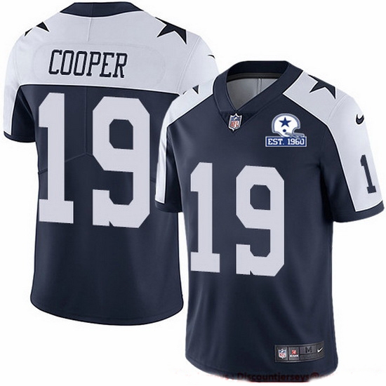 Nike Cowboys 19 Amari Cooper Navy Blue Thanksgiving Men Stitched With Established In 1960 Patch NFL Vapor Untouchable Limited Throwback Jersey Nike Cowboys 19 Amari Cooper Navy Blue Thanksgiving Men Stitched With Established In 1960 Patch NFL Vapor Untouchable Limited Throwback Jersey