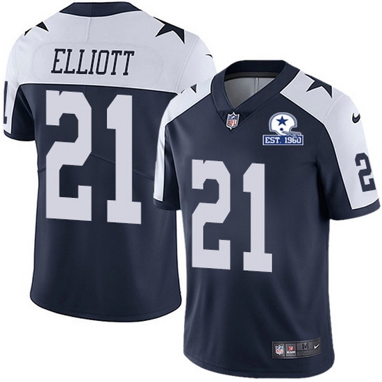 Nike Cowboys 21 Ezekiel Elliott Navy Blue Thanksgiving Men Stitched With Established In 1960 Patch NFL Vapor Untouchable Limited Throwback Jersey Nike Cowboys 21 Ezekiel Elliott Navy Blue Thanksgiving Men Stitched With Established In 1960 Patch NFL Vapor Untouchable Limited Throwback Jersey